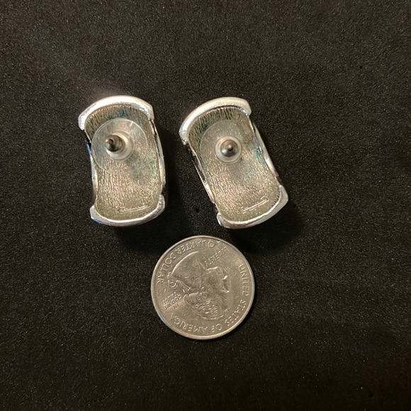 DIOR Silver Plated Swarovski Crystal Demi Half Hoop Runway Earrings - Picture 10 of 10